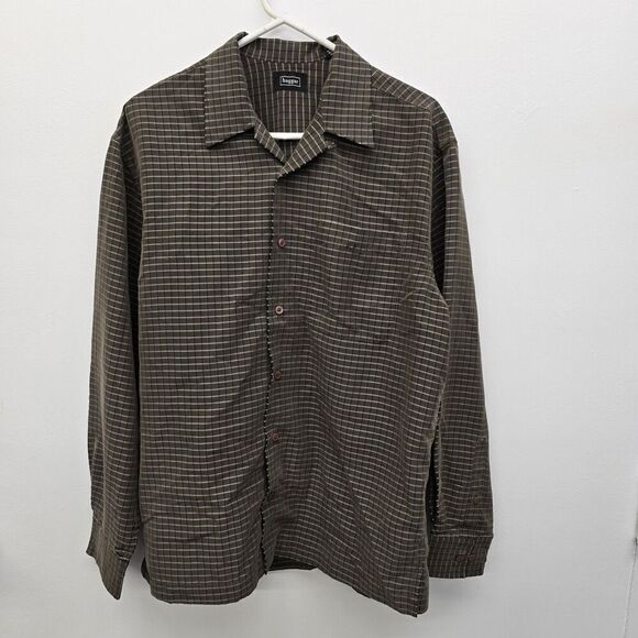 Haggar Other - Haggar Dress Shirt Mens Size M (15.5x34) Brown Geometric Point Collar (A18)